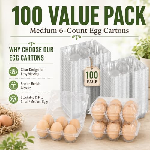 100 Pack Egg Cartons 6 Count (100 Count)