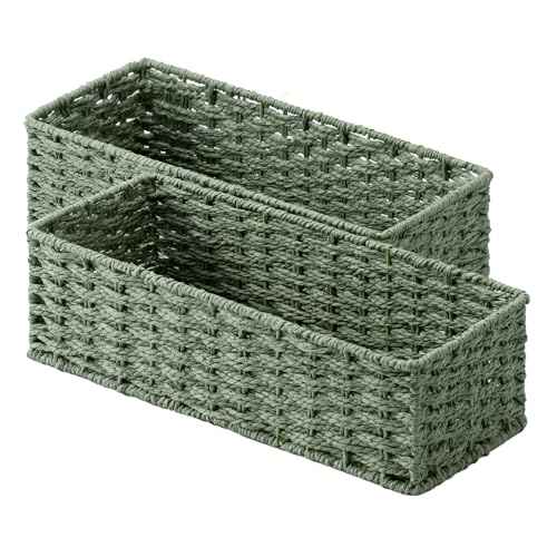 Wicker Toilet Paper Basket for Sage Green Bathroom Decor