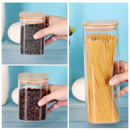 Glass Storage Canister with Wooden Lid (7 Count)