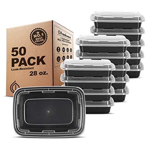 Meal Prep Containers 1 Compartment Food Storage Containers with Lids (50 Count)