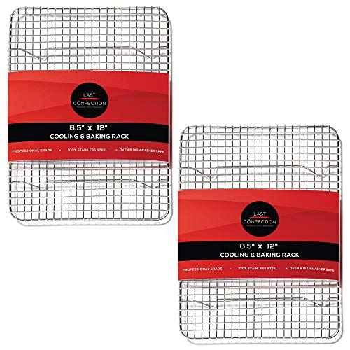 Set of 2) Stainless Steel 8-1/2" x 12" Baking & Cooling Racks (Fits Quarter Sheet Pan) - Cookie Baker's Oven Wire Rack (2 Count)