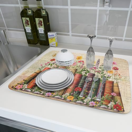 Vintage Books Dish Drying Mat