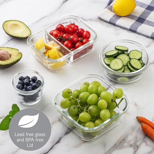 Premium 32 Pc. Borosilicate Glass Food Container Set with Dividers