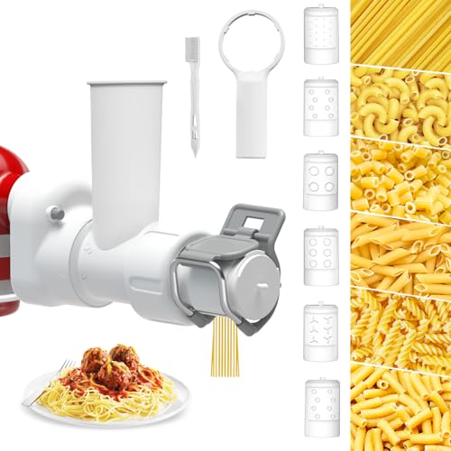 Pasta Maker Attachment for Kitchenaid Stand Mixer with 6 Different Shapes of Pasta Outlet (6 Count)