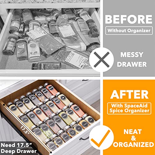Spice Drawer Organizer with 28 Spice Jars