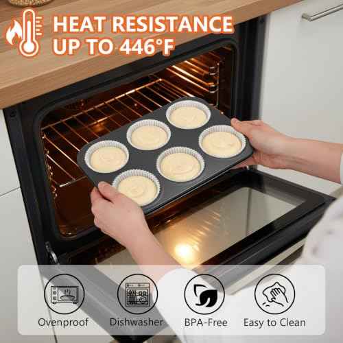 2PCS Jumbo Muffin Pan 6 Cup Cupcake Tin Nonstick Carbon Steel (2 Count)