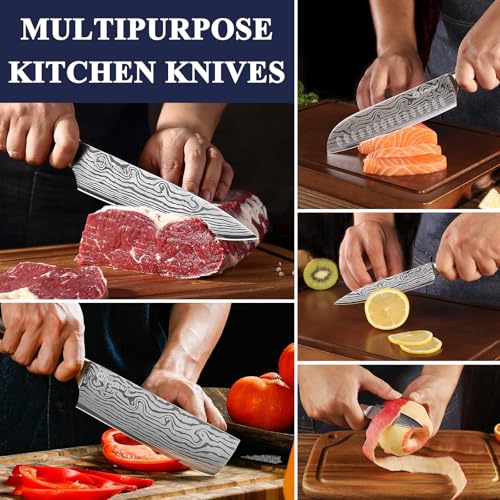 Kitchen Knife Set 7 Piece Chef Knife Set Professional High Carbon Stainless Steel (7 Count)