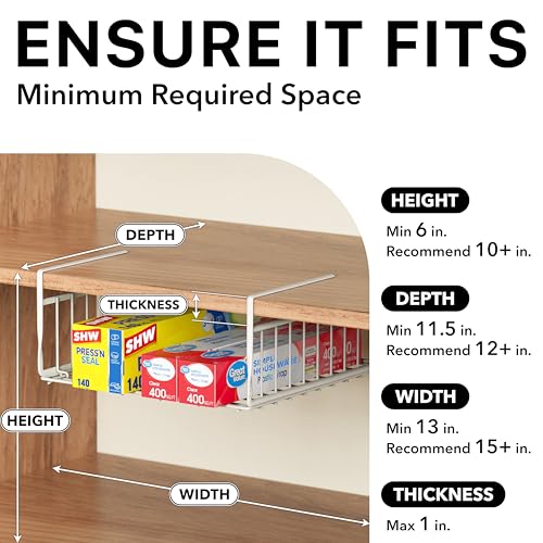 2 Pack Under Shelf Wire Metal Basket Shelf (2 Count)
