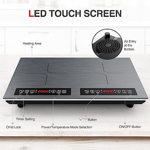 Double Induction Cooktop 2 Burner 110V 4000W Portable Table Stove