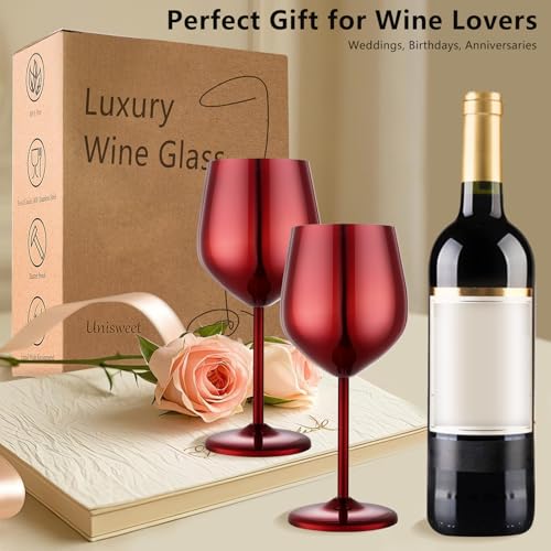Unbreakable Stainless Steel Wine Glasses Set of 2 (2 Count)