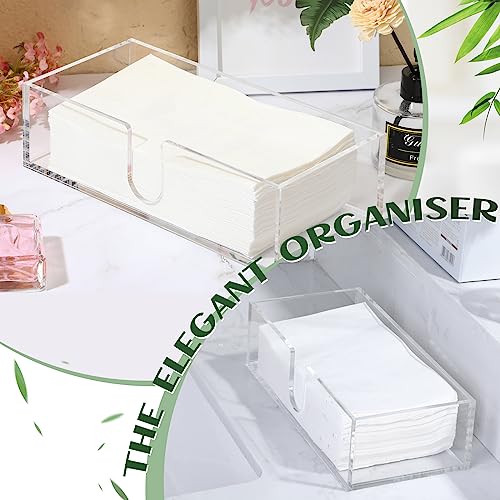 2 Pcs Paper Napkins Holder Fold Paper Towel Dispenser Height 2.75 Inch Acrylic Multifold Towel Dispenser for Guest Z Fold Disposable Countertop Holder Small Size (2 Count)