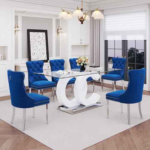 7 Piece Glass Dining Table Set for 6