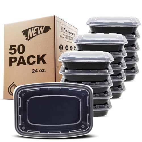 Meal Prep Containers [50 Pack] 1 Compartment with Lids (50 Count)