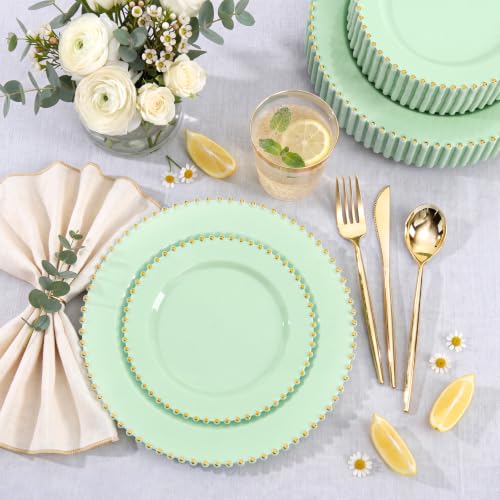 180Pcs Sage Green Plastic Plates for Wedding Party Supplies