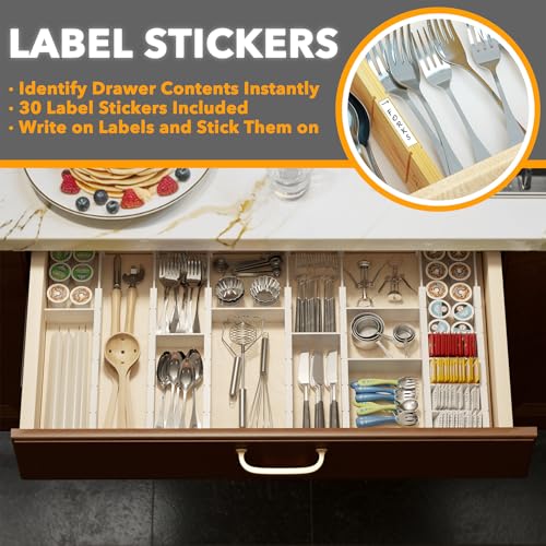 Bamboo Drawer Dividers with Inserts and Labels