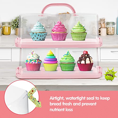 2 Pack Plastic Rectangular Bread Box with Clear Lid (2 Count)