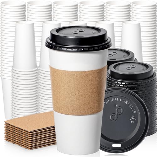 500 Pack 20 oz Disposable Coffee Cups with Lids (500 Count)