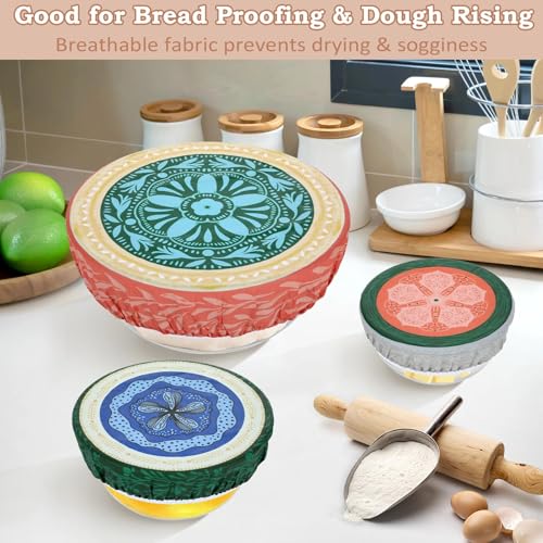 5Pcs Reusable Beeswax Elastic Bowl Covers for Bread Proofing and Food Cover (5 Count)