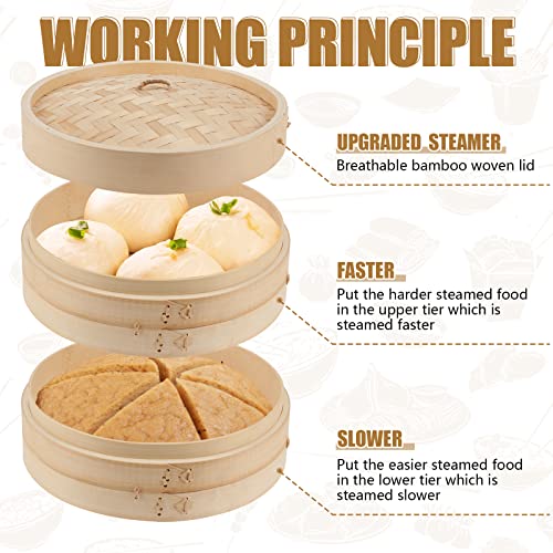 59 Pcs 2 Tier Bamboo Steamer Basket Set