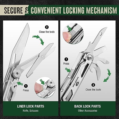 12-in-1 Multitool Pocket Knife with Pouch & Clip