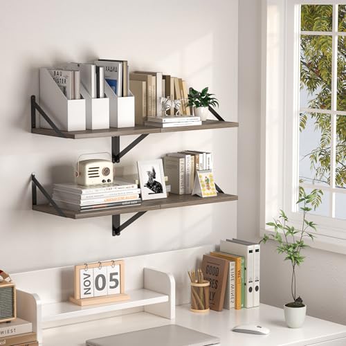 16W x 12D Deep Floating Shelves Set of 2 Grey (2 Count)