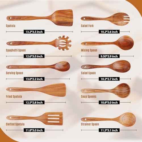 Wooden Spoons for Cooking (10 Count)