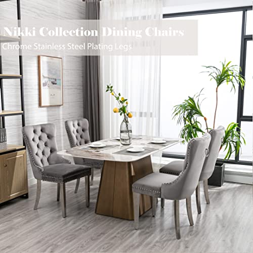 Grey Velvet Dining Chairs Set of 4 (4 Count)