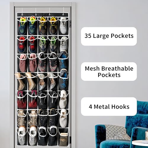 35 Pockets Over the Door Shoe Organizer