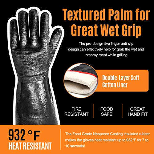 Heat Resistant BBQ Glove for Oven & Fryer Smoker (2 Count)