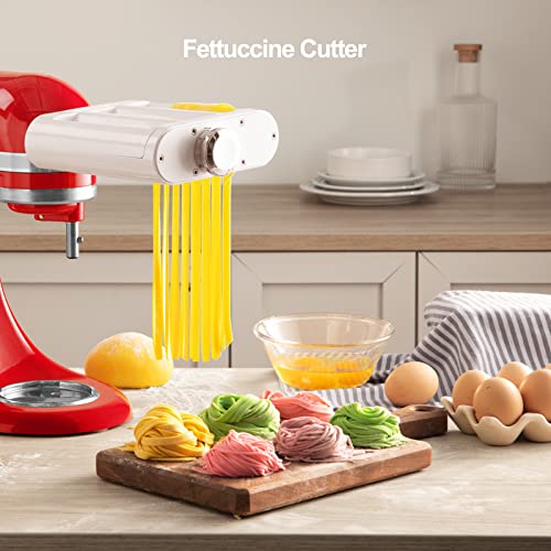 3 1 Pasta Maker Attachment for KitchenAid includes Pasta Sheet Roller attachment & Spaghetti Cutter & Fettuccine Cutter attachment