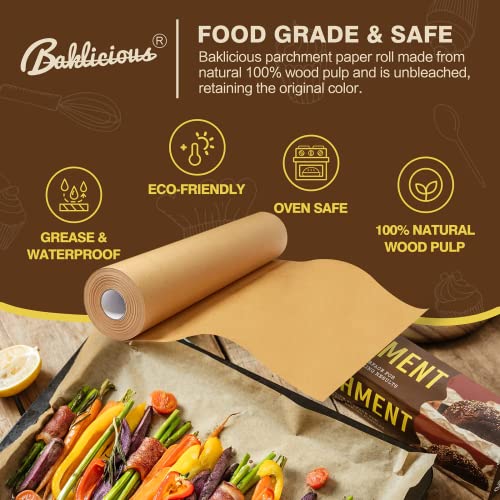 Unbleached Parchment Paper Roll for Baking (260 Sq Ft)