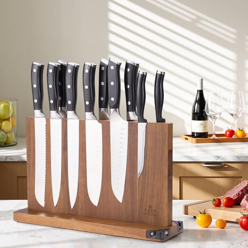 15.2" Extra Large Magnetic Knife Block with Dual Sharpeners