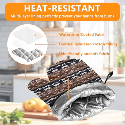 Bear Mountain Oven Mitts and Vintage Rustic Pot Holders Sets 4Pcs