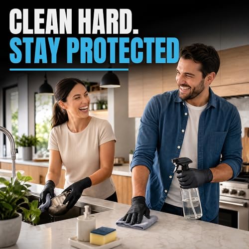 Nitrile Gloves Disposable Rubber Latex Gloves Black Nitrile Latex Gloves Medium Black Rubber Gloves Disposable Cleaning Mechanic Gloves HEAVY DUTY 6 Mil Nitrile Gloves (1000 Count)