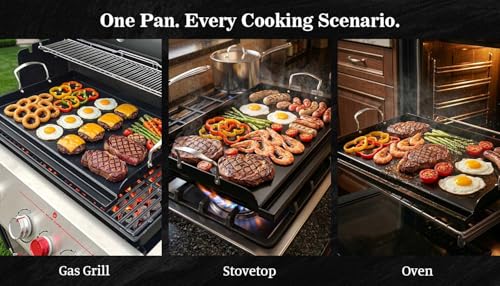 25 x 16 Inch NanoCeramic Cast Iron Griddle for Gas Grills