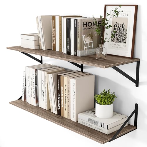 36W x 12D Deep Floating Shelves Set of 2 Grey (2 Count)