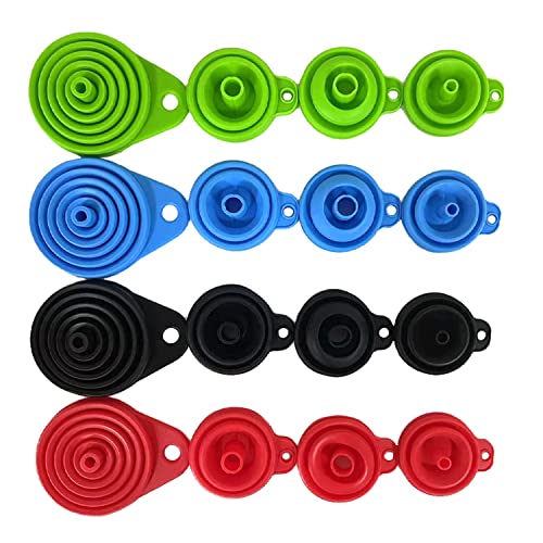 Set of 4 Silicone Collapsible Kitchen Funnel (4 Count)
