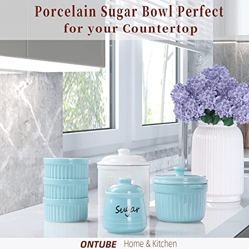 Ceramic Sugar Bowl with Lid and Spoon 12oz