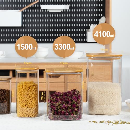 50oz 149oz Square Glass Storage Containers with Lids 2 (2 Count)
