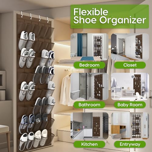 Over the Door Shoe Organizer with 40 Large Breathable Mesh Pockets