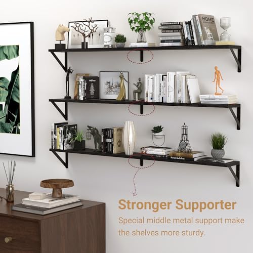 48 Inch Large Wall Bookshelves Set of 3 (3 Count)