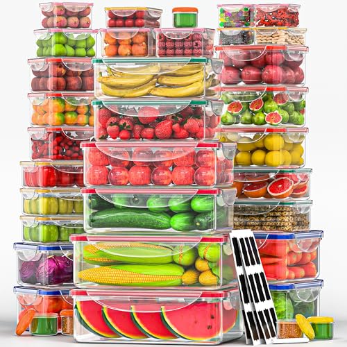 70 Pcs Large Food Storage Containers with Lids Airtight (70 Count)