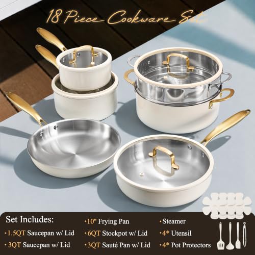 18 PCS Stainless Steel Cookware Set