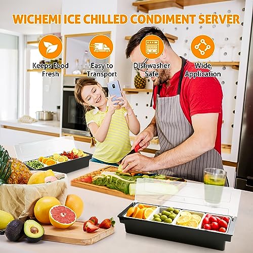 Ice Chilled Condiment Caddy with Lid and 4 Removable Trays (88.1849 Ounce)