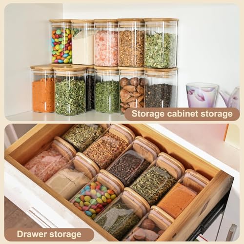 6oz Glass Spice Jars with Bamboo Lid and Label (12 Count)