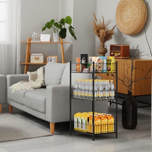 Water Bottle Holder Rack 3 Tier Soda Drink Organizer Vertical Metal Food Storage Shelf for Kitchen Countertop Pantry