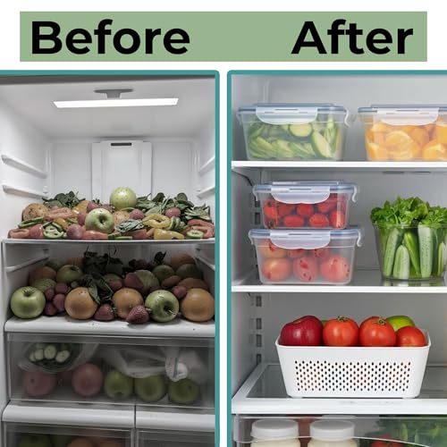 5 Pack Large Fruit Storage Containers for Fridge with Removable Colander (5 Count)