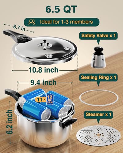 Pressure Cooker Stainless Steel 6.5 Qt