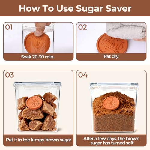 Airtight Brown Sugar Containers with Terra Cotta Saver 2.6Qt 2Pack (2 Count)