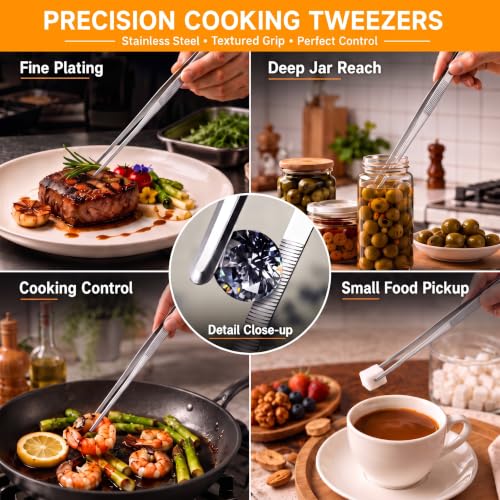 8 Packs kitchen tweezers Stainless Steel (8 Count)